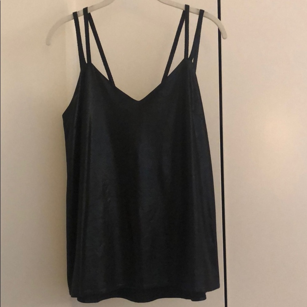 Black faux leather tank top